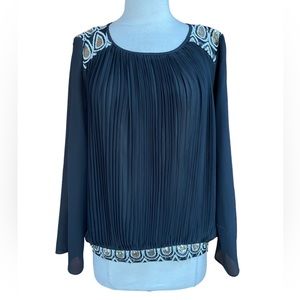 Moon‎ Accordion, Sequin, Semi-Sheer Blouse